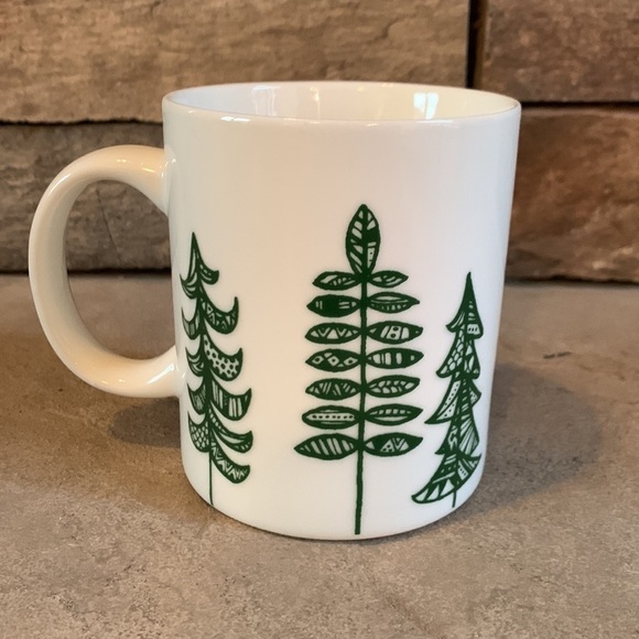 STARBUCKS 2015 12oz white mug with green trees - Picture 2 of 4
